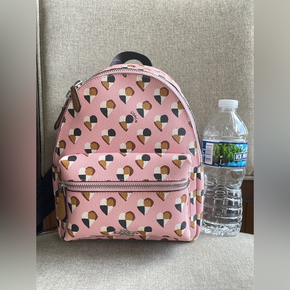 NWT！COACH MINI CHARLIE BACKPACK WITH CHECKER HEART PRINT (COACH F25915) - Picture 1 of 12